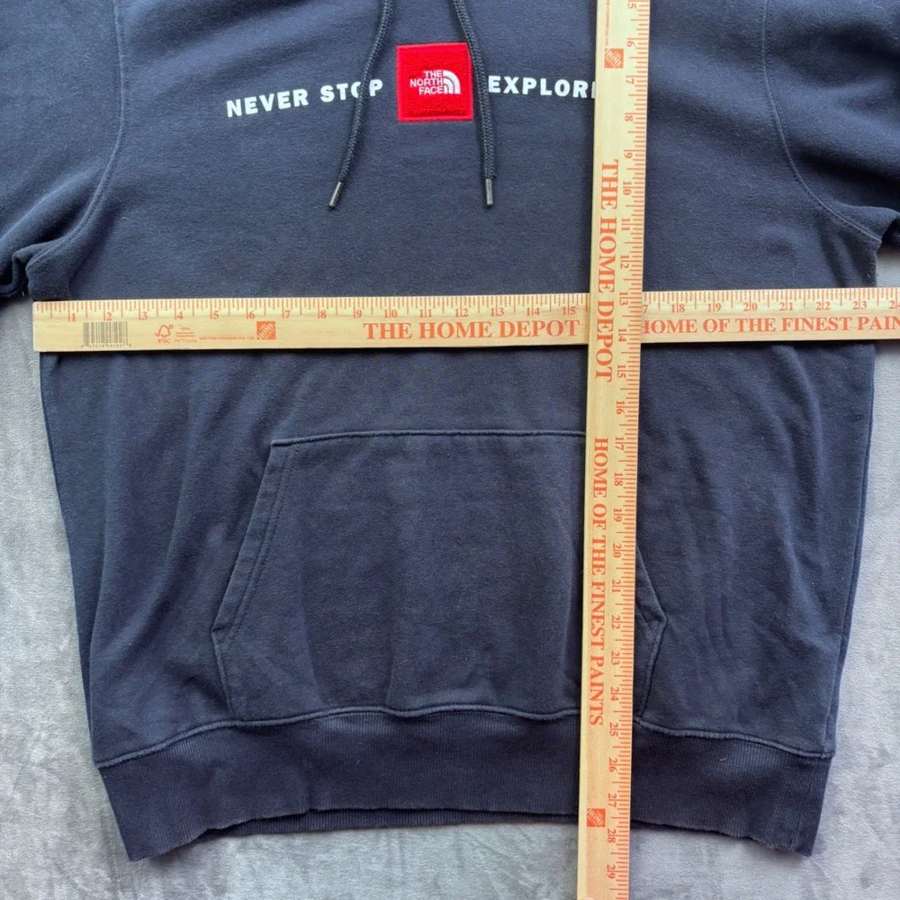 The North Face Mens Never Stop Exploring Red Box Logo Hoodie Navy Blue Large